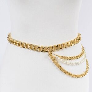 Gold Chain and Pearl Accent Belt